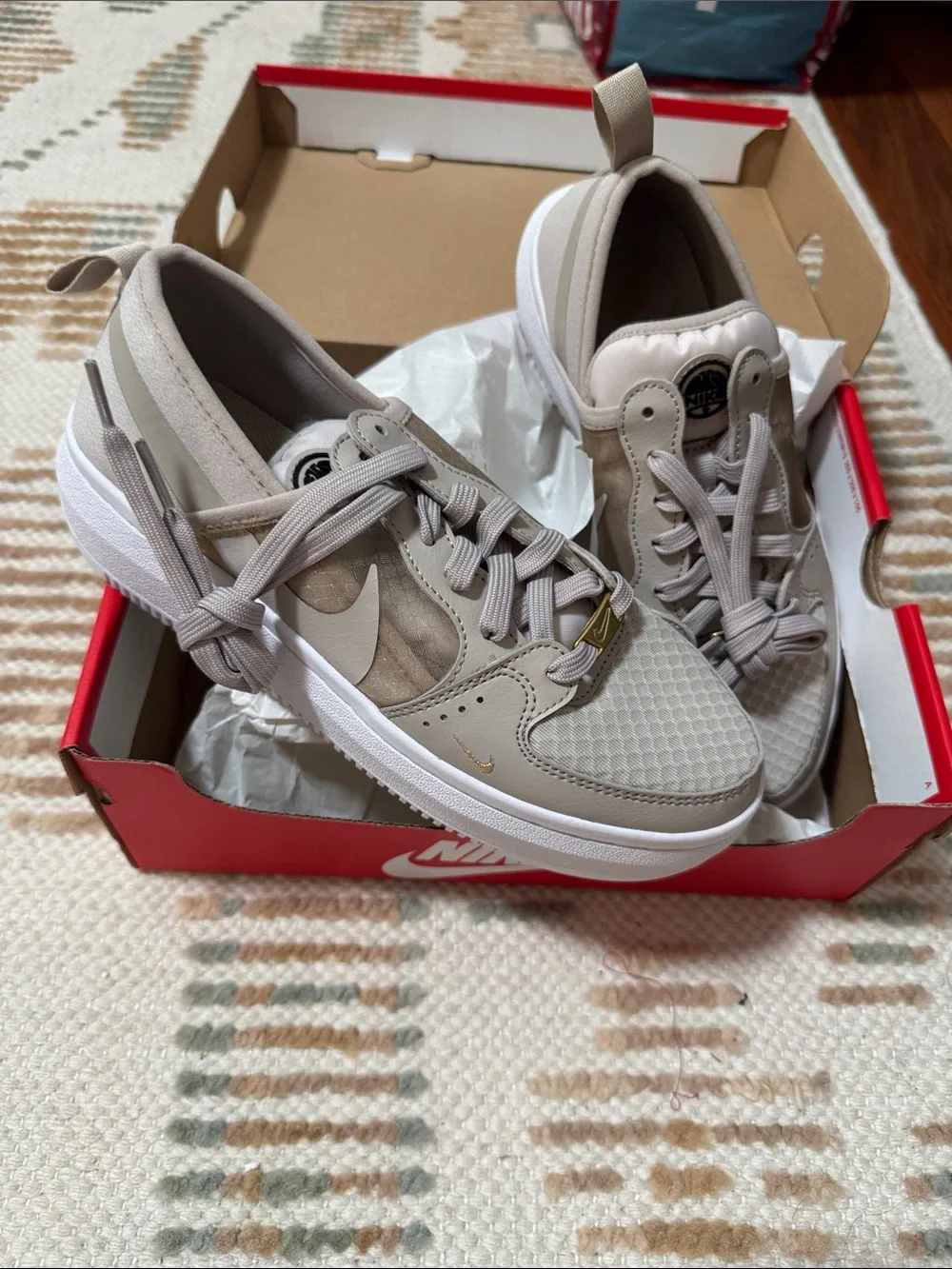 Nike Women’s Taupe and White Low-Top Sneakers